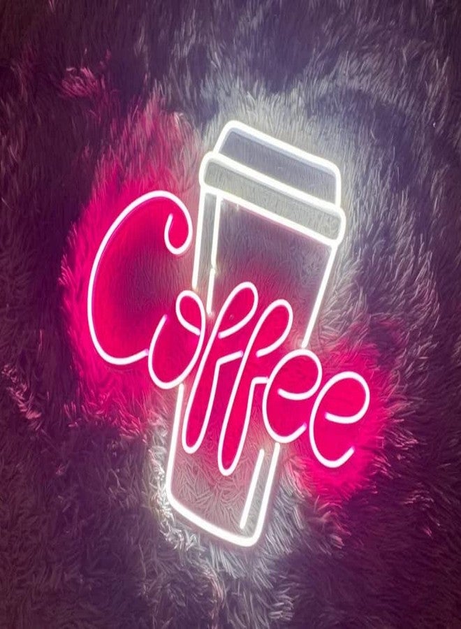 VYNES COFFEE LED Neon Signs Light LED Art Decorative Sign - For Wall Decor, Home Restaurants, Wedding Birthday Party Decor, Bar Decor, Mini Bar, Cafe (Pink & White) - Image 2